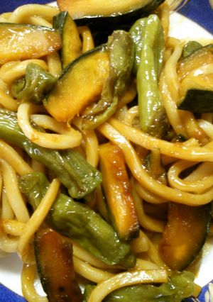 簡単ランチ ししとう カボチャの焼うどん-レシピのメイン写真