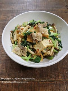 豚肉と厚揚げ小松菜のピリ辛味噌炒め-レシピのメイン写真