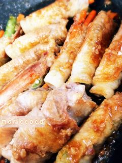 簡単肉巻き♡お弁当にも 人参えんどう豆-レシピのメイン写真