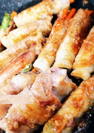 簡単肉巻き♡お弁当にも 人参えんどう豆-レシピのメイン写真
