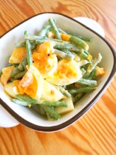 インゲンとゆで卵のスイートチリマヨあえ-レシピのメイン写真
