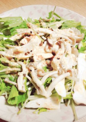 キノコと水菜の胡麻ドレサラダ-レシピのメイン写真