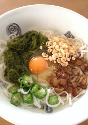 紀文糖質０g麺❤︎めかぶねばねば冷うどん-レシピのメイン写真