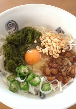 紀文糖質０g麺❤︎めかぶねばねば冷うどん-レシピのメイン写真