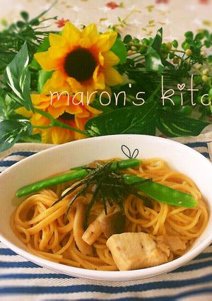 鶏ムネ肉ときのこの味噌バターパスタ-レシピのメイン写真