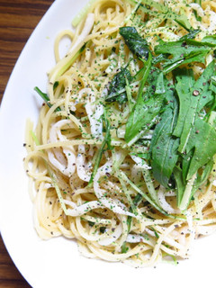 夏に!ポン酢で水菜としらすの冷製パスタ-レシピのメイン写真