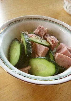 材料2つ♬♪　スパムとキュウリのサラダ-レシピのメイン写真