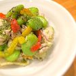 そら豆と鶏肉のジェノベソース和え