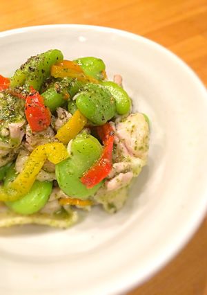 そら豆と鶏肉のジェノベソース和え-レシピのメイン写真