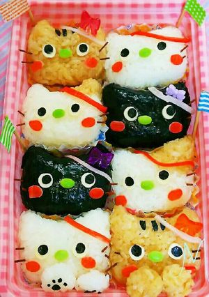 キャラ弁⭐運動会に ネコおにぎり-レシピのメイン写真