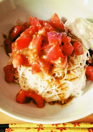 トマトのカッペリーニ風ヨーグルトそうめん-レシピのメイン写真