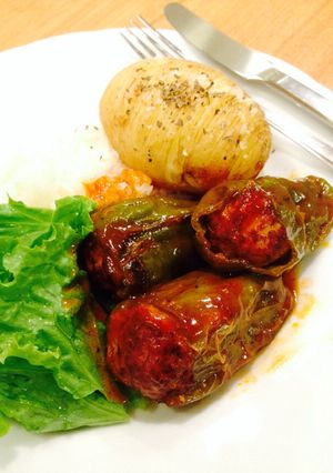 ジューシ〜♪まるごとピーマンの肉詰め-レシピのメイン写真