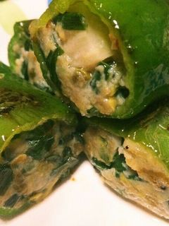 餃子のタネでまるごとピーマンの肉詰め♪-レシピのメイン写真