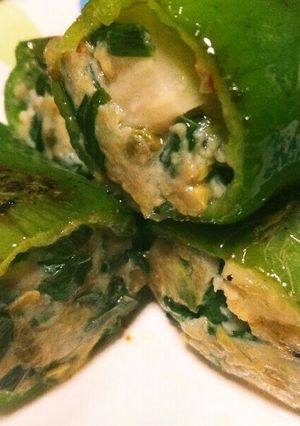 餃子のタネでまるごとピーマンの肉詰め♪-レシピのメイン写真