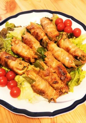 厚揚げでかさ増し♪豚バラ肉の野菜巻き。-レシピのメイン写真