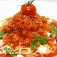 トマトとリンゴ酢で冷たいパスタ