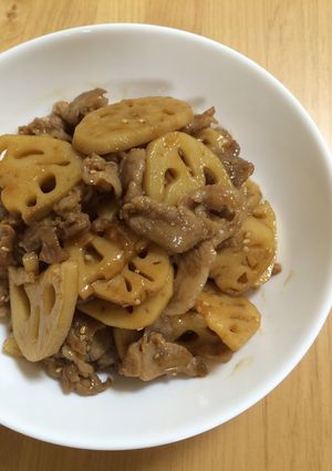 ご飯がススム☆レンコンと豚肉の炒り煮-レシピのメイン写真