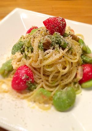 そら豆とモッツァレラチーズの冷製パスタ-レシピのメイン写真