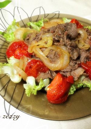 簡単！トマトと新玉ねぎと牛肉のさっと炒め-レシピのメイン写真