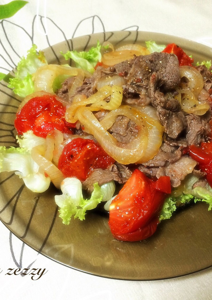 簡単！トマトと新玉ねぎと牛肉のさっと炒め-レシピのメイン写真