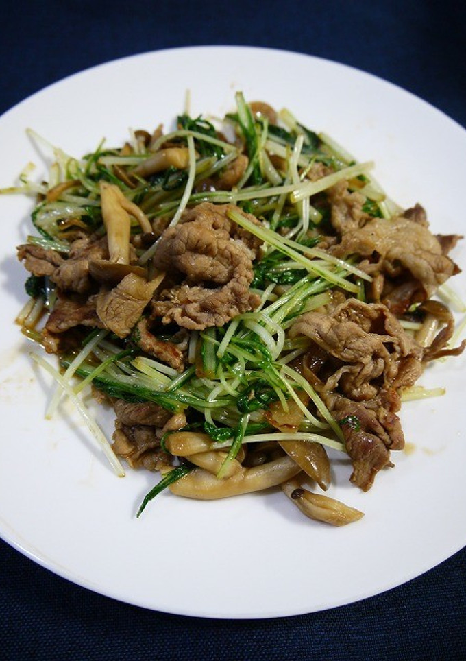 簡単！水菜と牛肉のさっぱり醤油炒め-レシピのメイン写真