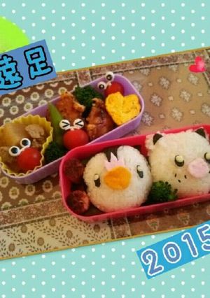 《遠足》ポッチャマ&ミジュマルキャラ弁-レシピのメイン写真