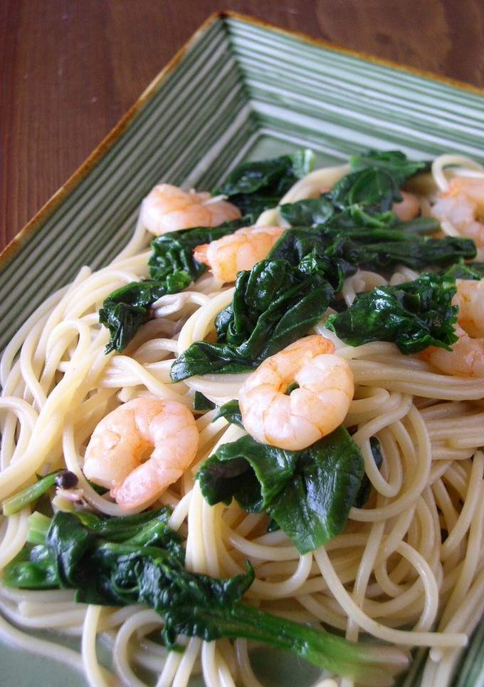 小海老とちぢみほうれん草のパスタ-レシピのメイン写真