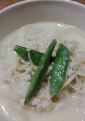 鶏ミンチ入り豆乳うどん-レシピのメイン写真
