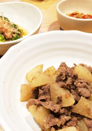 牛コマ肉と大根のごま味噌炒め煮-レシピのメイン写真