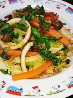 イカと野菜のピリ辛味噌炒め-レシピのメイン写真