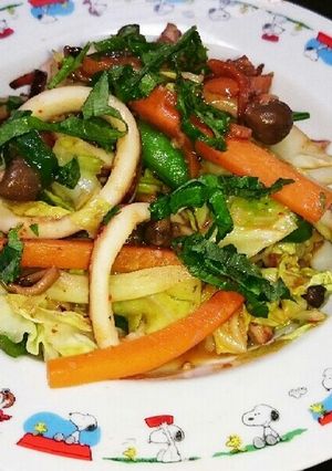 イカと野菜のピリ辛味噌炒め-レシピのメイン写真