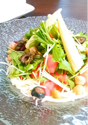 水菜とトマトのサラダパスタ-レシピのメイン写真