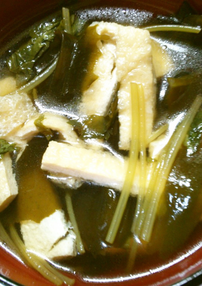 簡単！油揚げ 三つ葉 ワカメの お吸い物-レシピのメイン写真