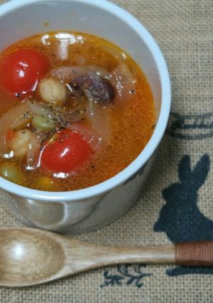 人参ドレッシングで具だくさん豆のスープ-レシピのメイン写真