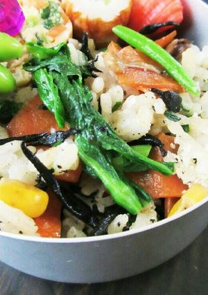 手軽♪ひじき煮物で菜の花御飯-レシピのメイン写真