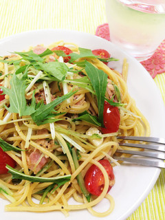 お一人様ランチ*水菜とツナのパスタ-レシピのメイン写真
