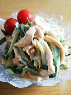 鶏むね肉と胡瓜の味噌マヨサラダ-レシピのメイン写真