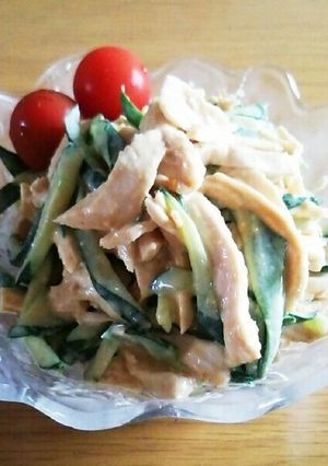 鶏むね肉と胡瓜の味噌マヨサラダ-レシピのメイン写真