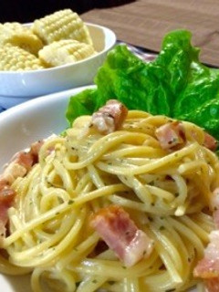 簡単 カルボナーラ ( 卵なし )-レシピのメイン写真