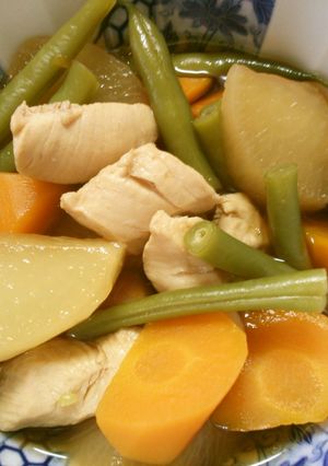 簡単！　鶏ささみと　根菜　いんげんの煮物-レシピのメイン写真