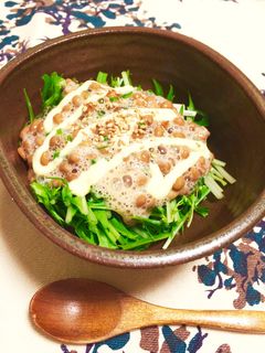 マヨ納豆水菜のシャキシャキサラダ-レシピのメイン写真