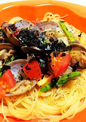 アサリとトマトの海苔シーフードパスタ-レシピのメイン写真