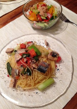 秋刀魚と九条ネギのアーリオオーリオパスタ-レシピのメイン写真