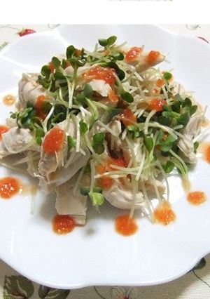 蒸し鶏の金時人参とえごま油ドレッシング-レシピのメイン写真