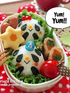 キャラ弁*簡単♪パンダちゃんおにぎり弁当-レシピのメイン写真