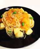 トマトとじゃが芋と枝豆の冷製パスタ♪