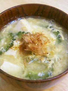 ゴーヤーとお豆腐☆卵とじお味噌汁-レシピのメイン写真