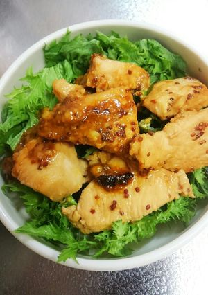 鶏肉のマスタードソテーわさび菜サラダ-レシピのメイン写真