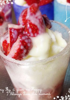 食べて飲む♡いちご牛乳シャーベット-レシピのメイン写真