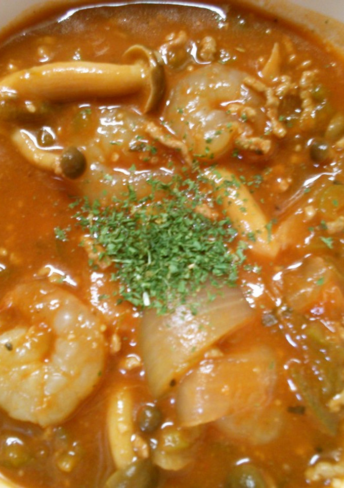 簡単♪ 海老と挽き肉 野菜のトマト煮込み-レシピのメイン写真